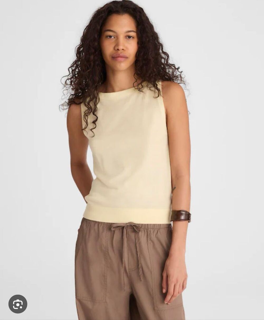Madewell Boatneck Sleeveless Sweater in Yellow NWT size XXS